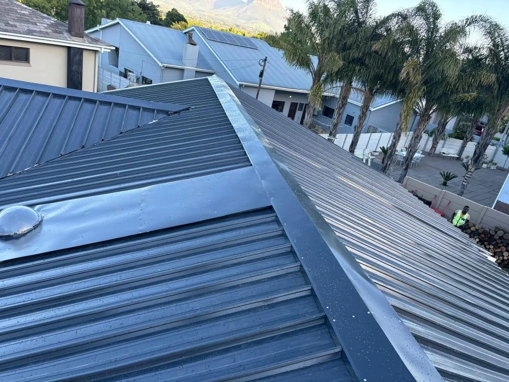 Close-up of roofing detail and weatherproofing work